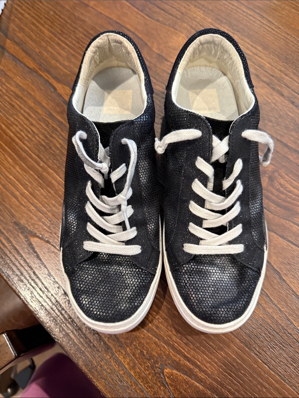 Dolce Vita Black and White Women's Lace-Up Sneakers